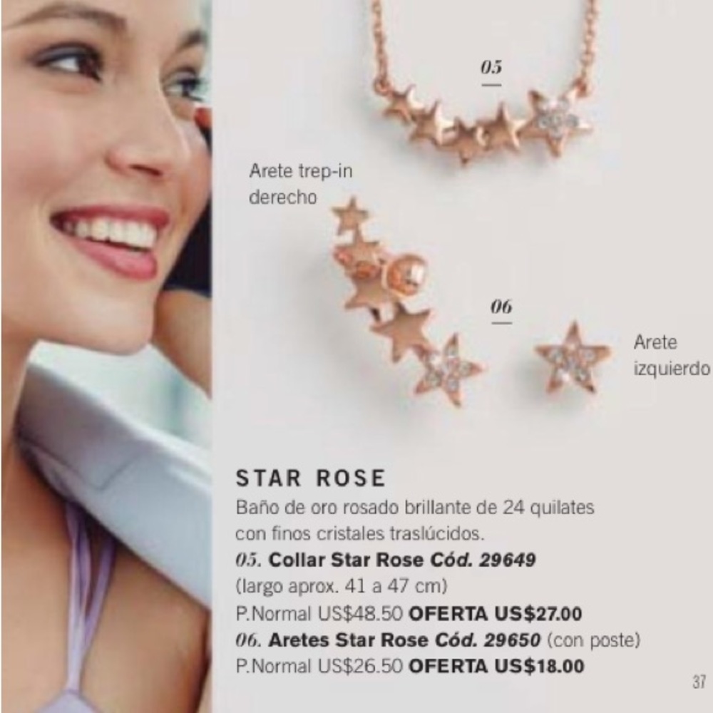 Yanbal Star Rose Climb-up and stud Earrings